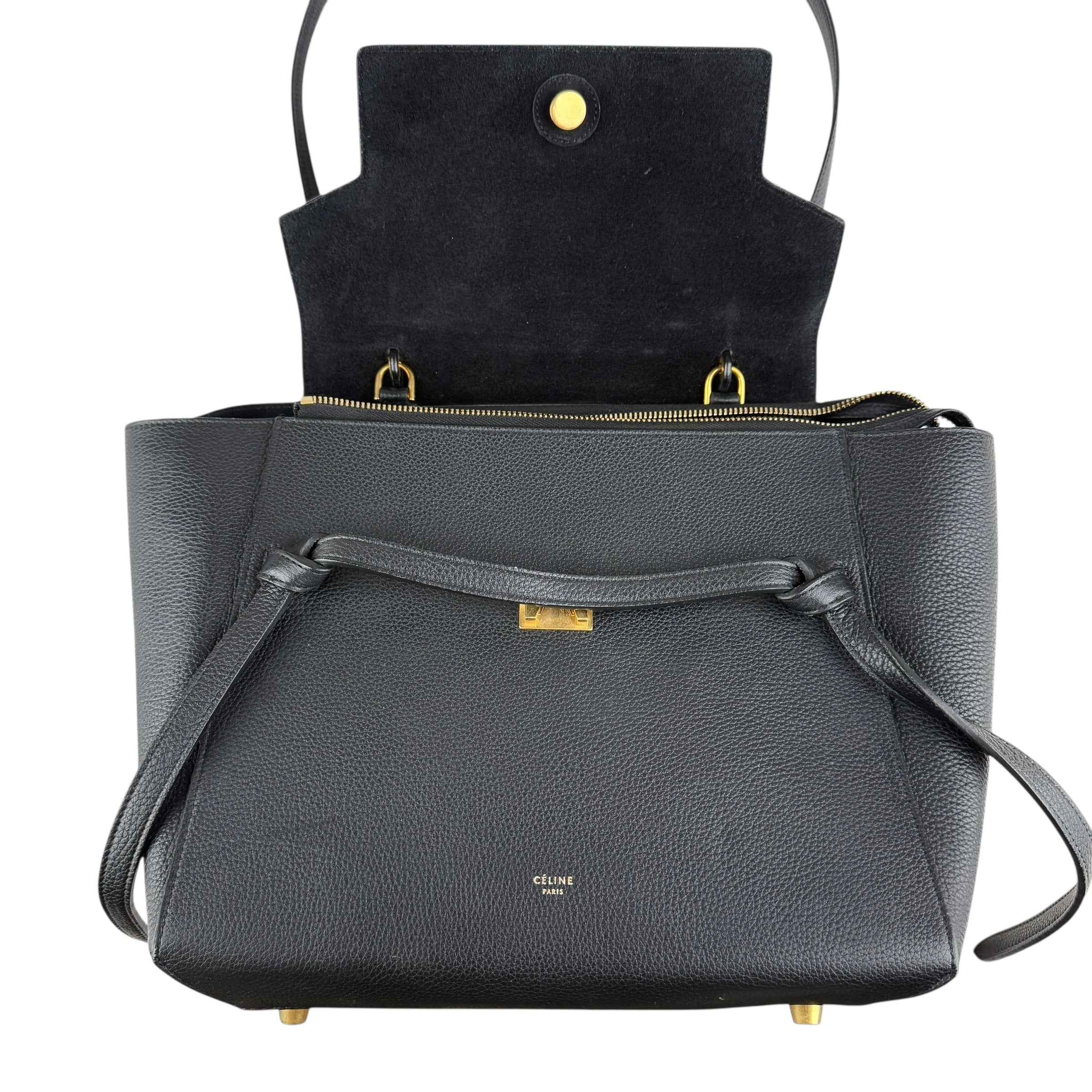 Celine Black Grained Calfskin Leather Micro Belt Bag
