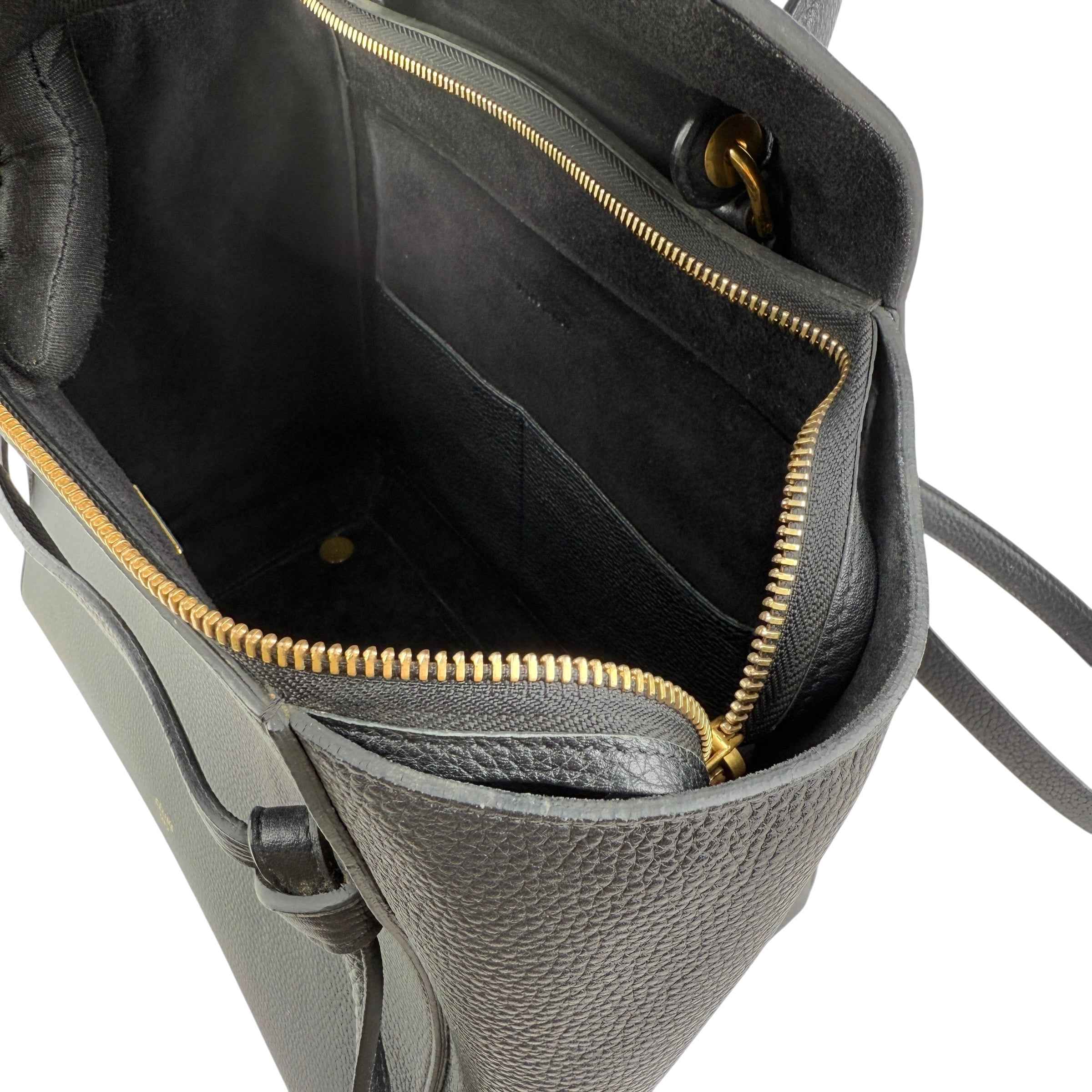 Celine Black Grained Calfskin Leather Micro Belt Bag