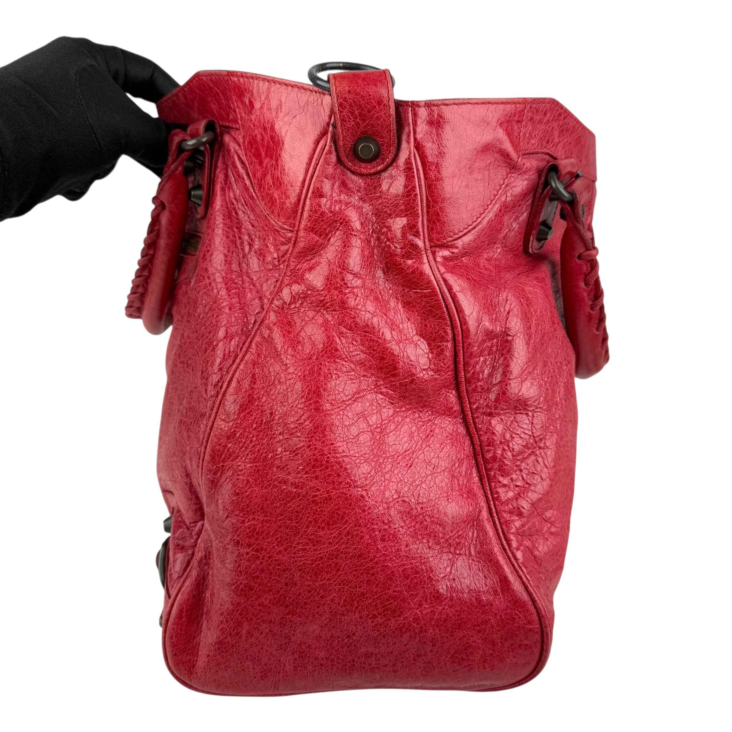 Balenciaga City Leather Shoulder Bag Red