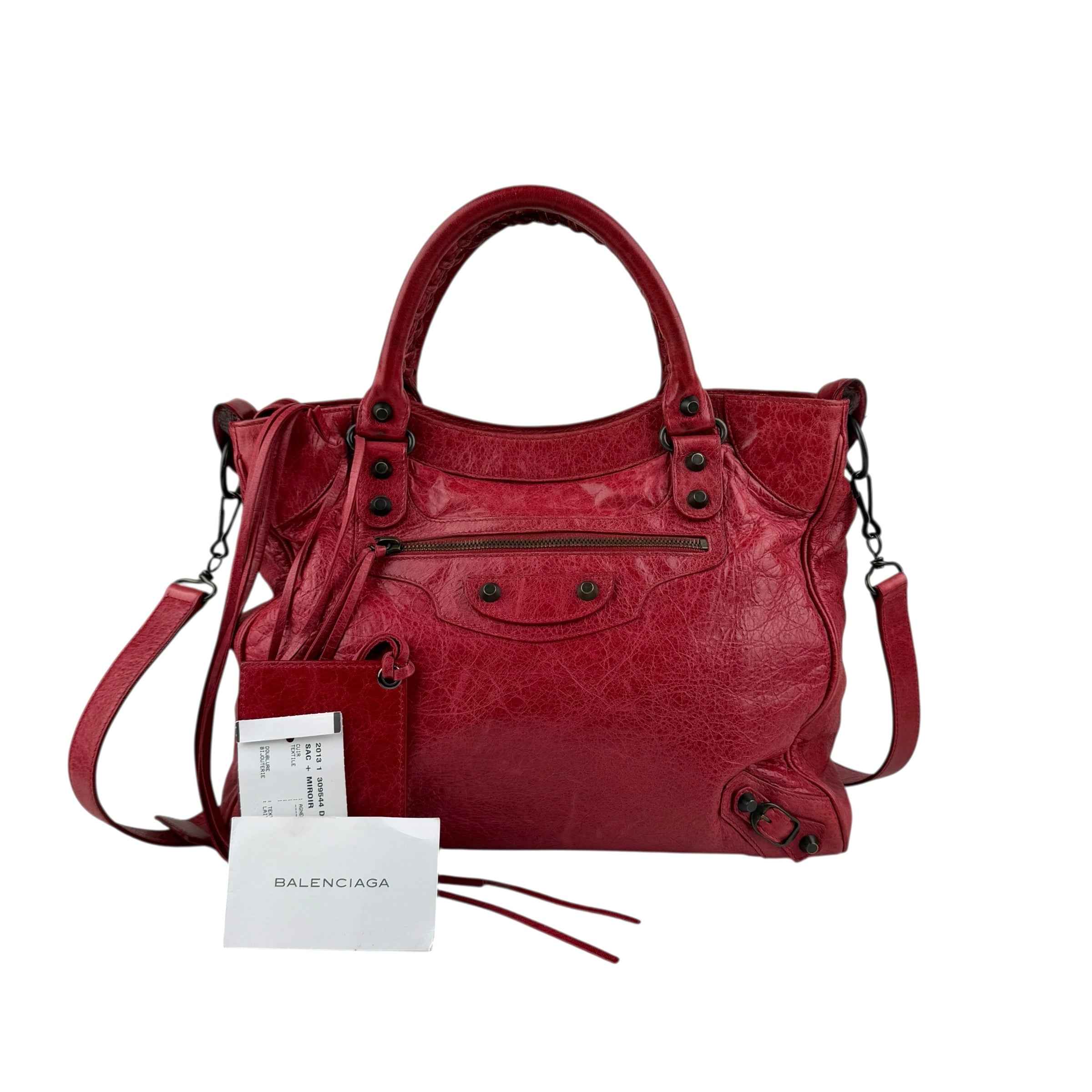 Balenciaga City Leather Shoulder Bag Red