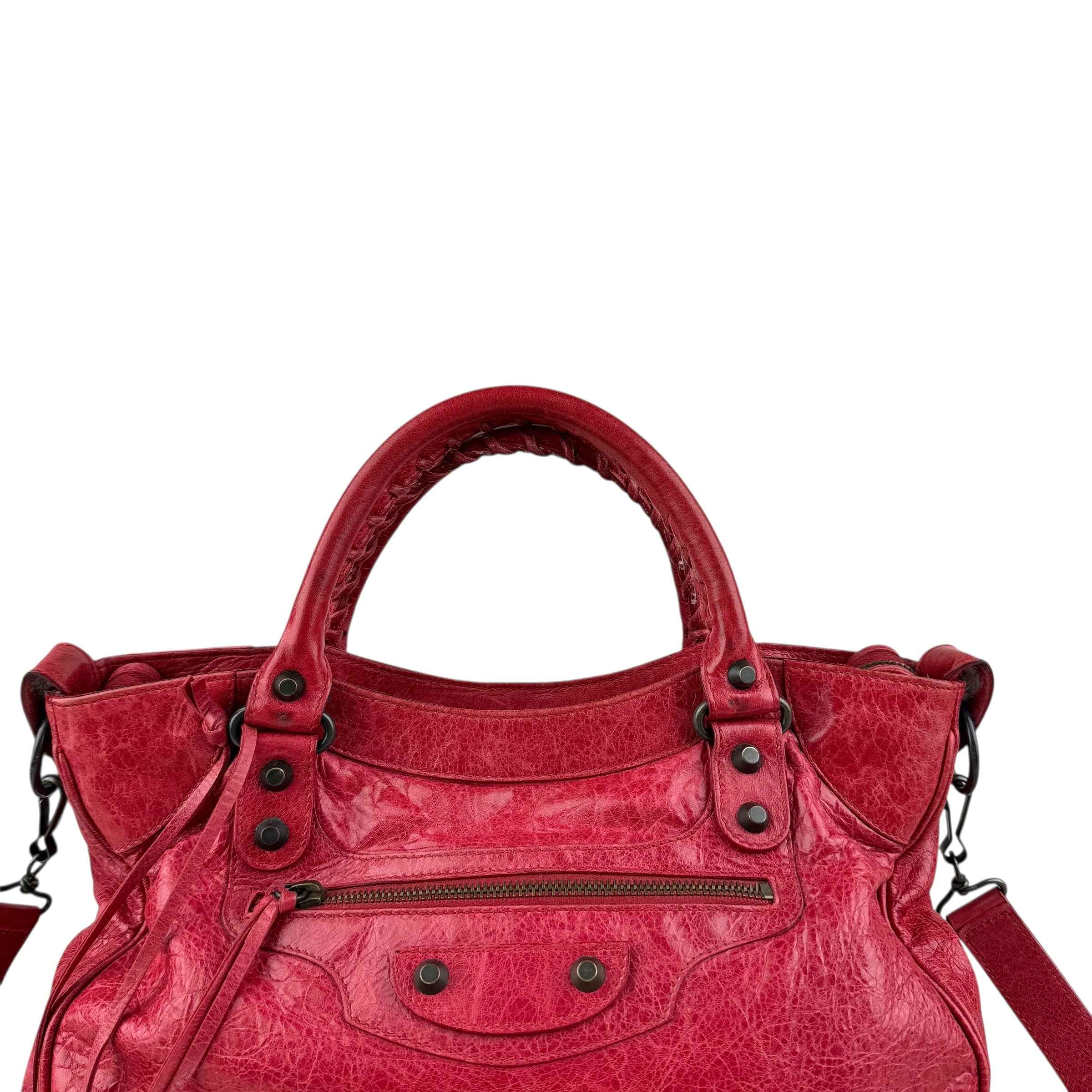 Balenciaga City Leather Shoulder Bag Red