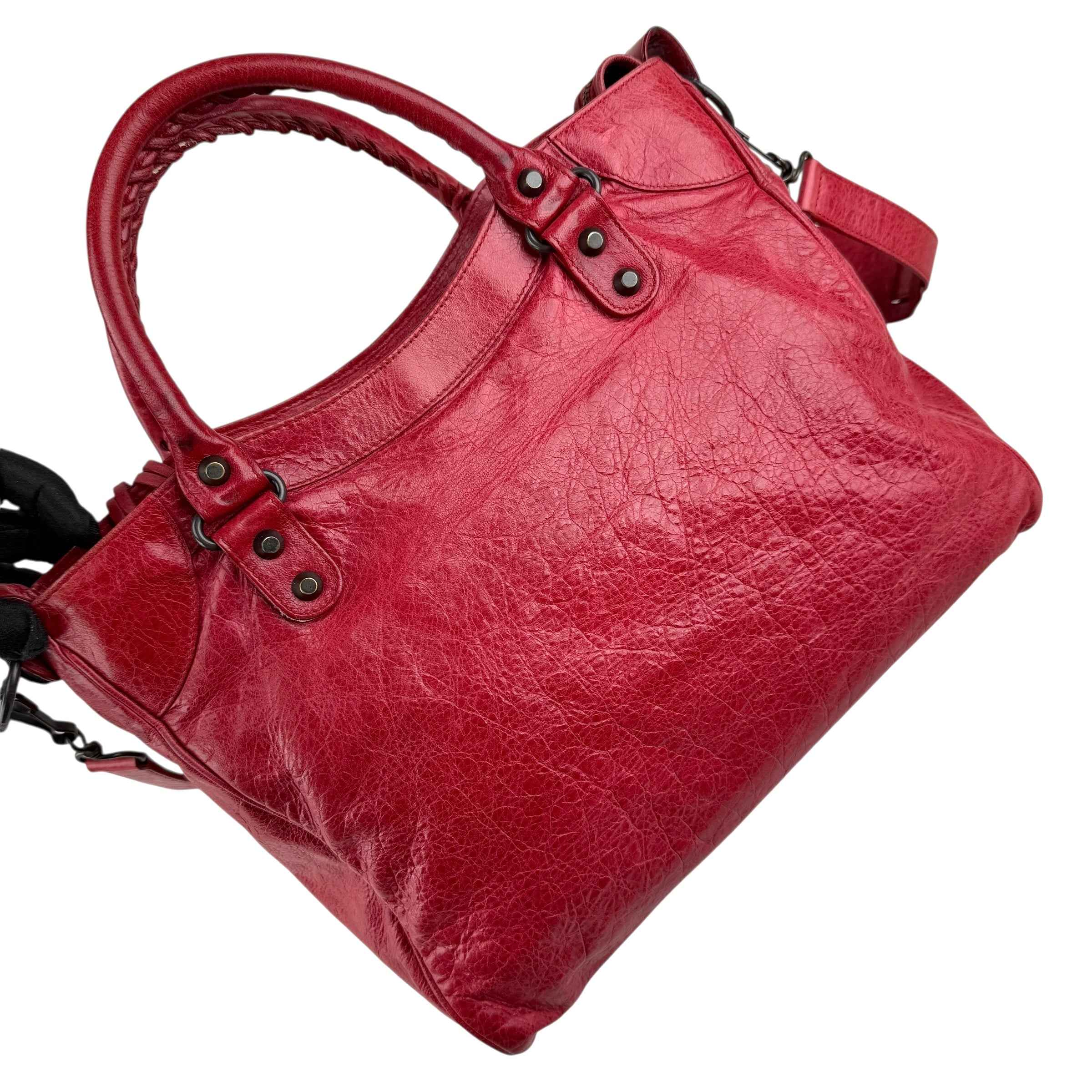 Balenciaga City Leather Shoulder Bag Red