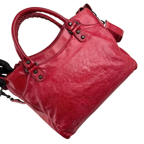 Balenciaga City Leather Shoulder Bag Red