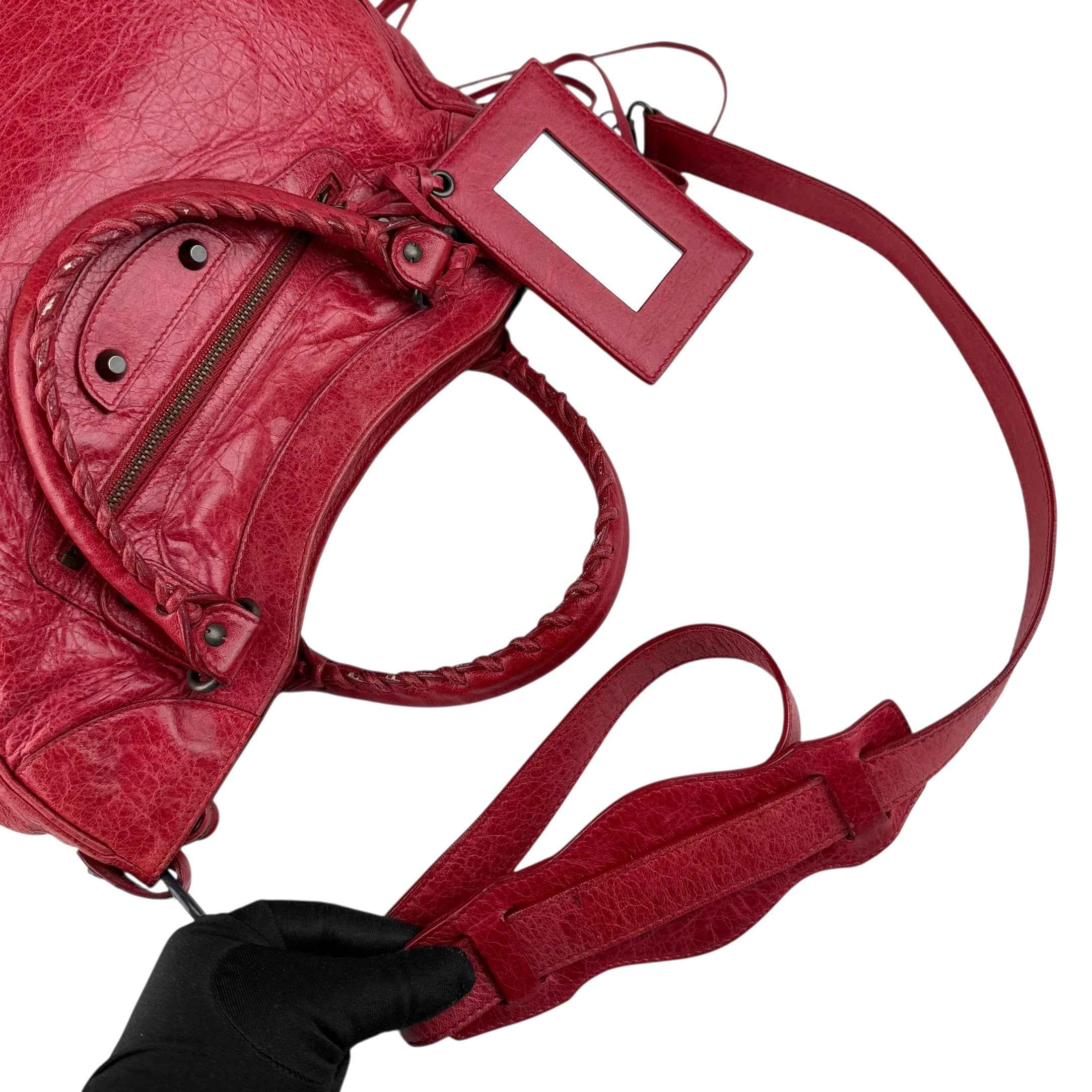 Balenciaga City Leather Shoulder Bag Red