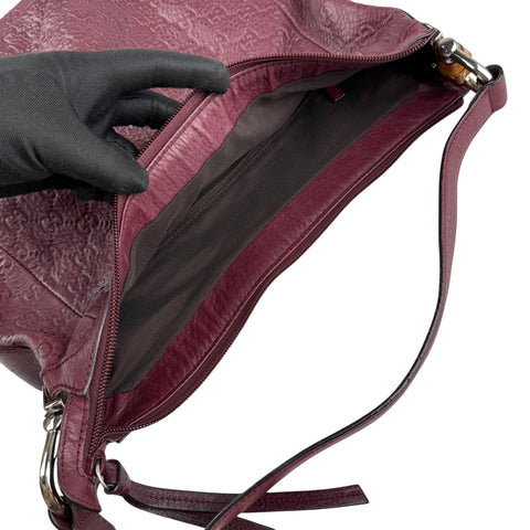 Gucci Red Guccissima Bamboo D Ring Hobo Dark red