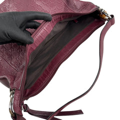 Pre-owned gucci-guccissima-bamboo-d-ring-hobo-handbag-dark-red