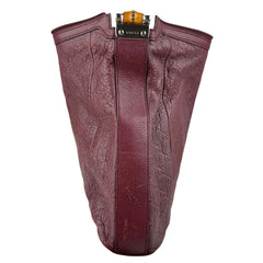 Pre-owned gucci-guccissima-bamboo-d-ring-hobo-handbag-dark-red