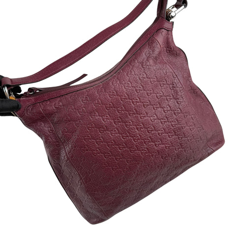 Gucci Red Guccissima Bamboo D Ring Hobo Dark red