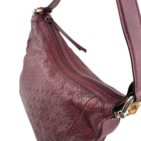 Gucci Red Guccissima Bamboo D Ring Hobo Dark red