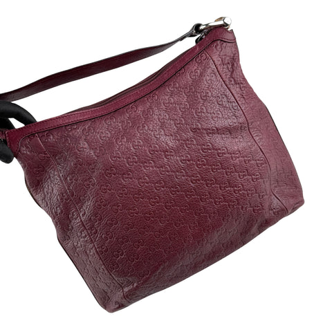 Gucci Red Guccissima Bamboo D Ring Hobo Dark red