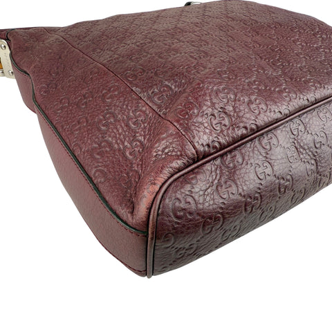 Gucci Red Guccissima Bamboo D Ring Hobo Dark red