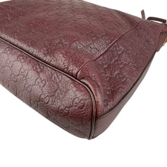 Pre-owned gucci-guccissima-bamboo-d-ring-hobo-handbag-dark-red