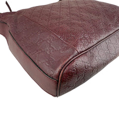 Pre-owned gucci-guccissima-bamboo-d-ring-hobo-handbag-dark-red