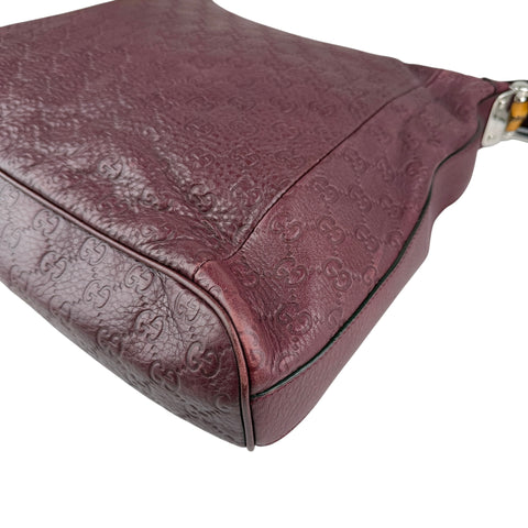 Gucci Red Guccissima Bamboo D Ring Hobo Dark red