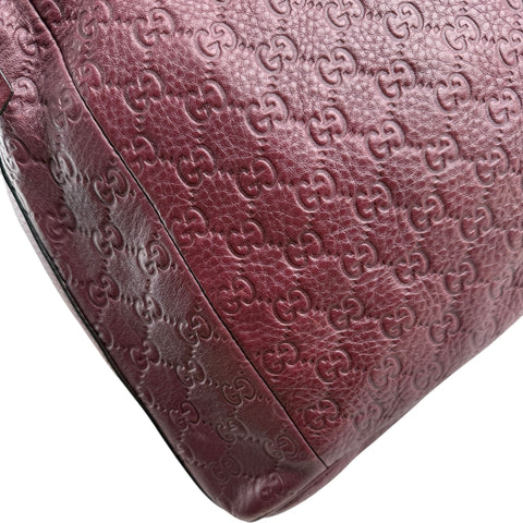 Gucci Red Guccissima Bamboo D Ring Hobo Dark red