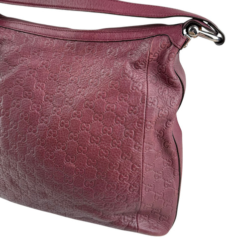 Gucci Red Guccissima Bamboo D Ring Hobo Dark red