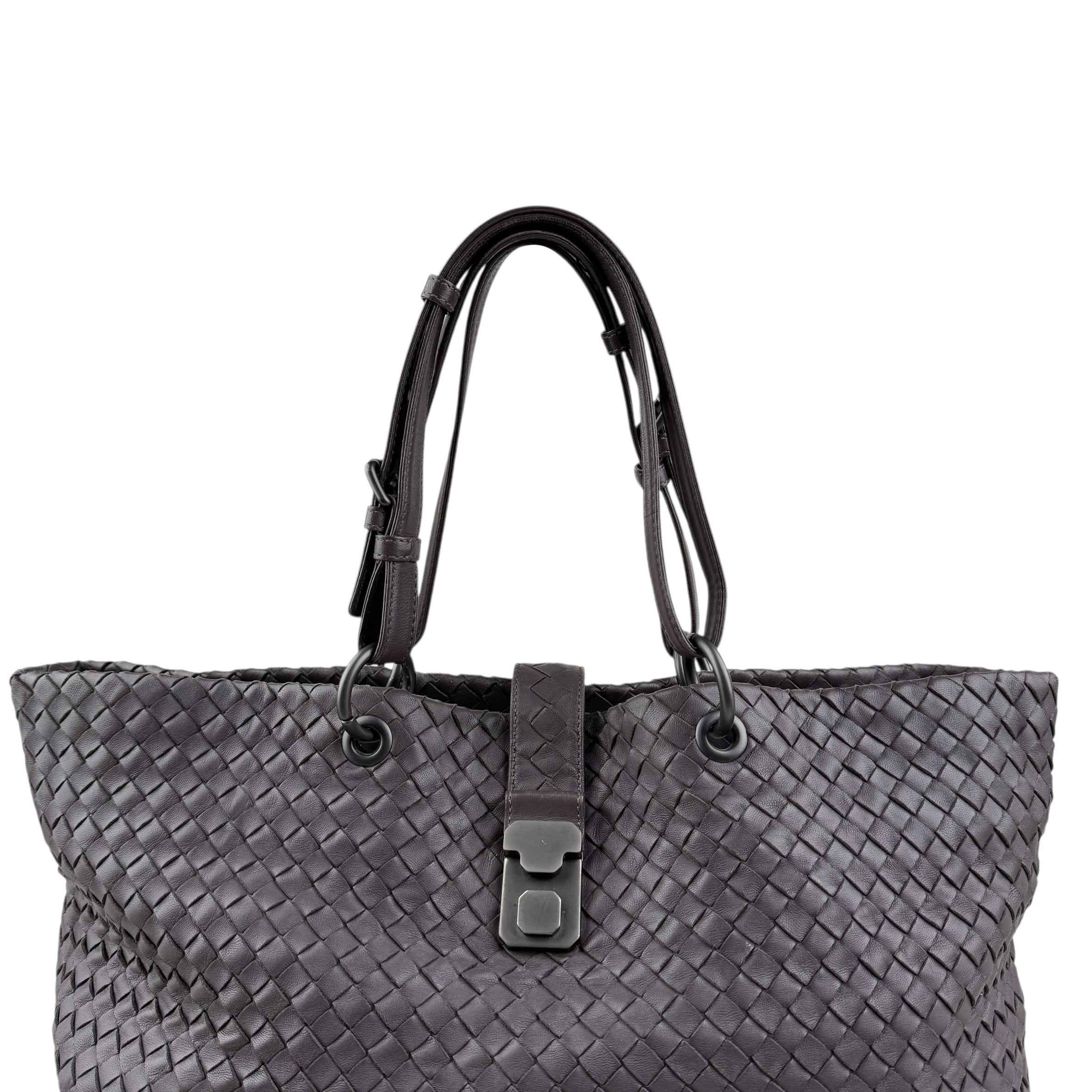 Bottega Veneta Roma Brown Intrecciato Leather Tote Bag