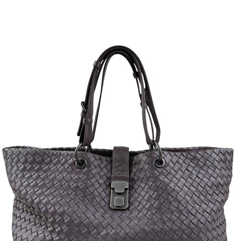 Bottega Veneta Roma Brown Intrecciato Leather Tote Bag