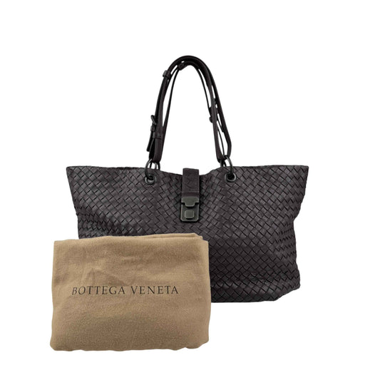 Bottega Veneta Roma Brown Intrecciato Leather Tote Bag
