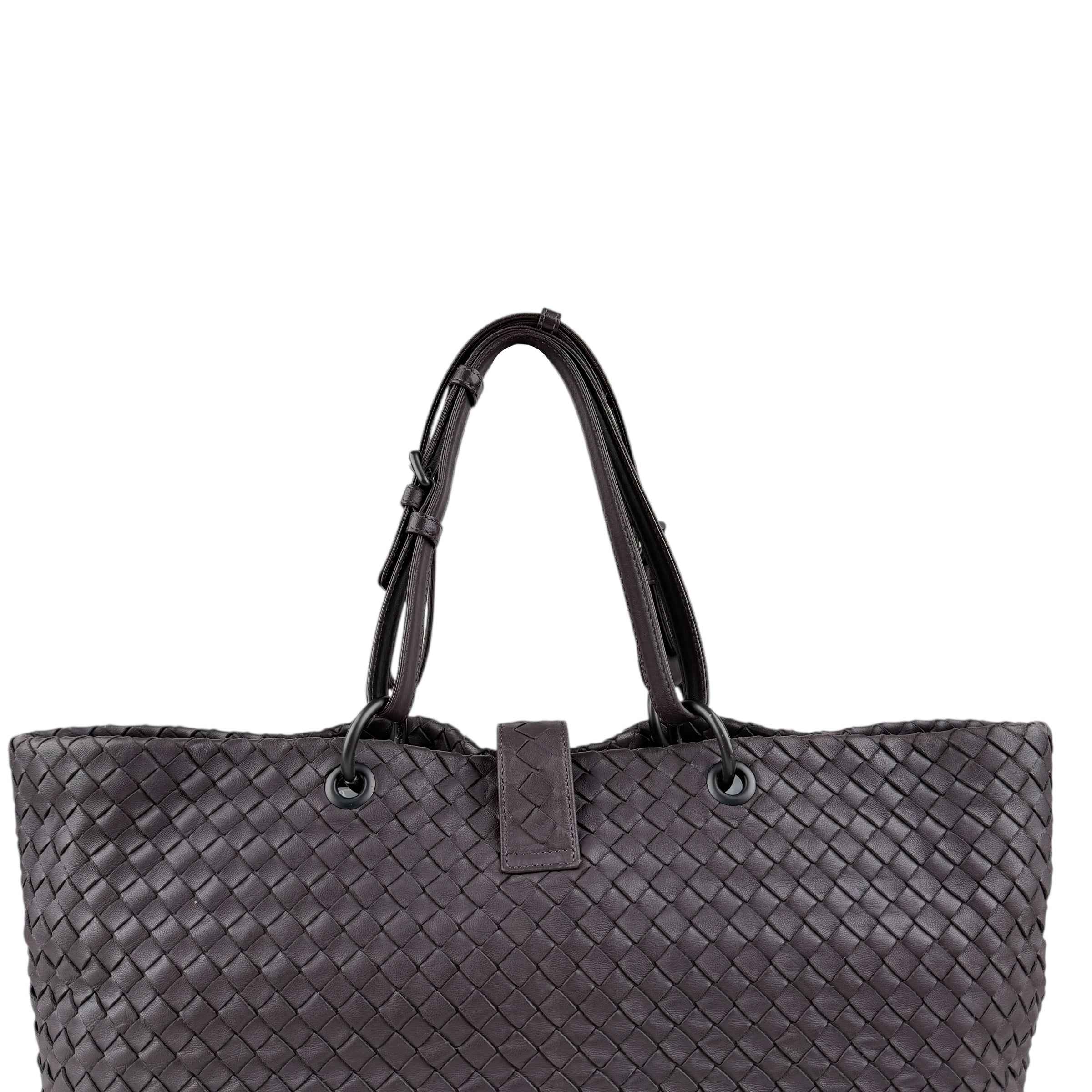 Bottega Veneta Roma Brown Intrecciato Leather Tote Bag