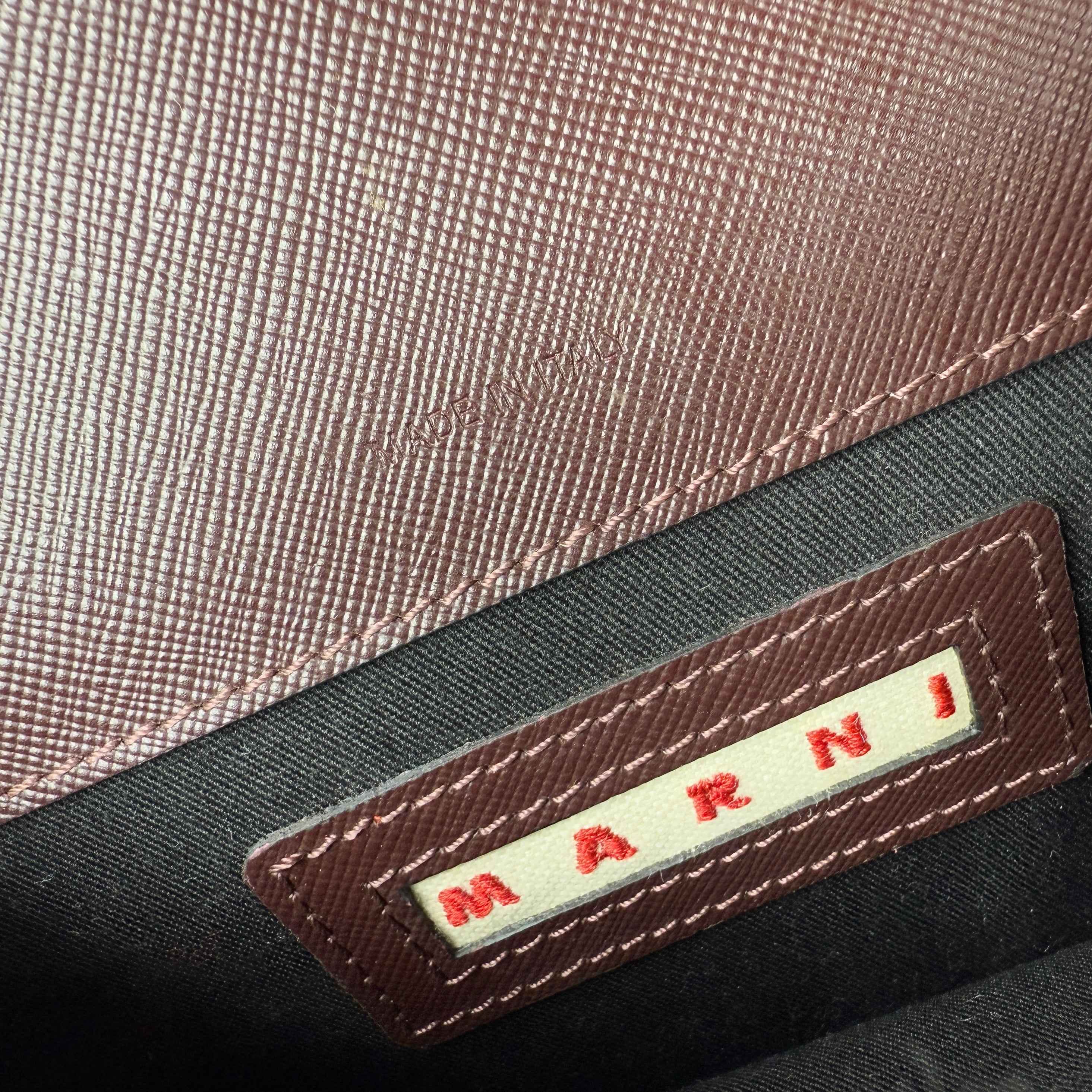 Marni Trunk Color Block Saffiano Leather Shoulder Bag