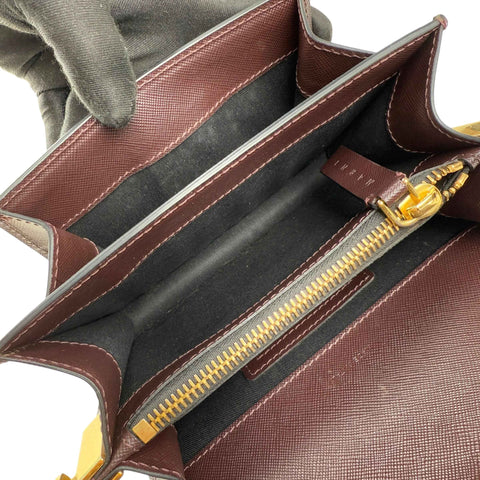 Marni Trunk Color Block Saffiano Leather Shoulder Bag