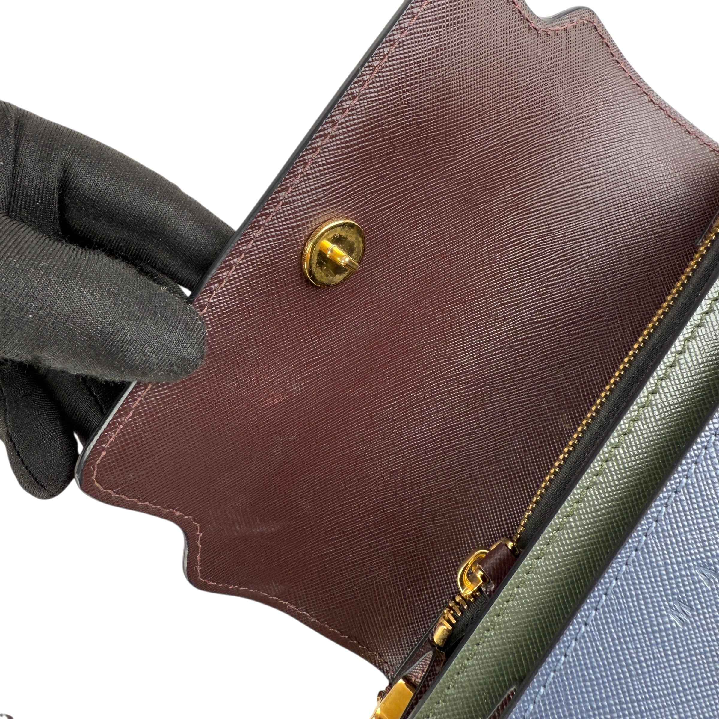 Marni Trunk Color Block Saffiano Leather Shoulder Bag