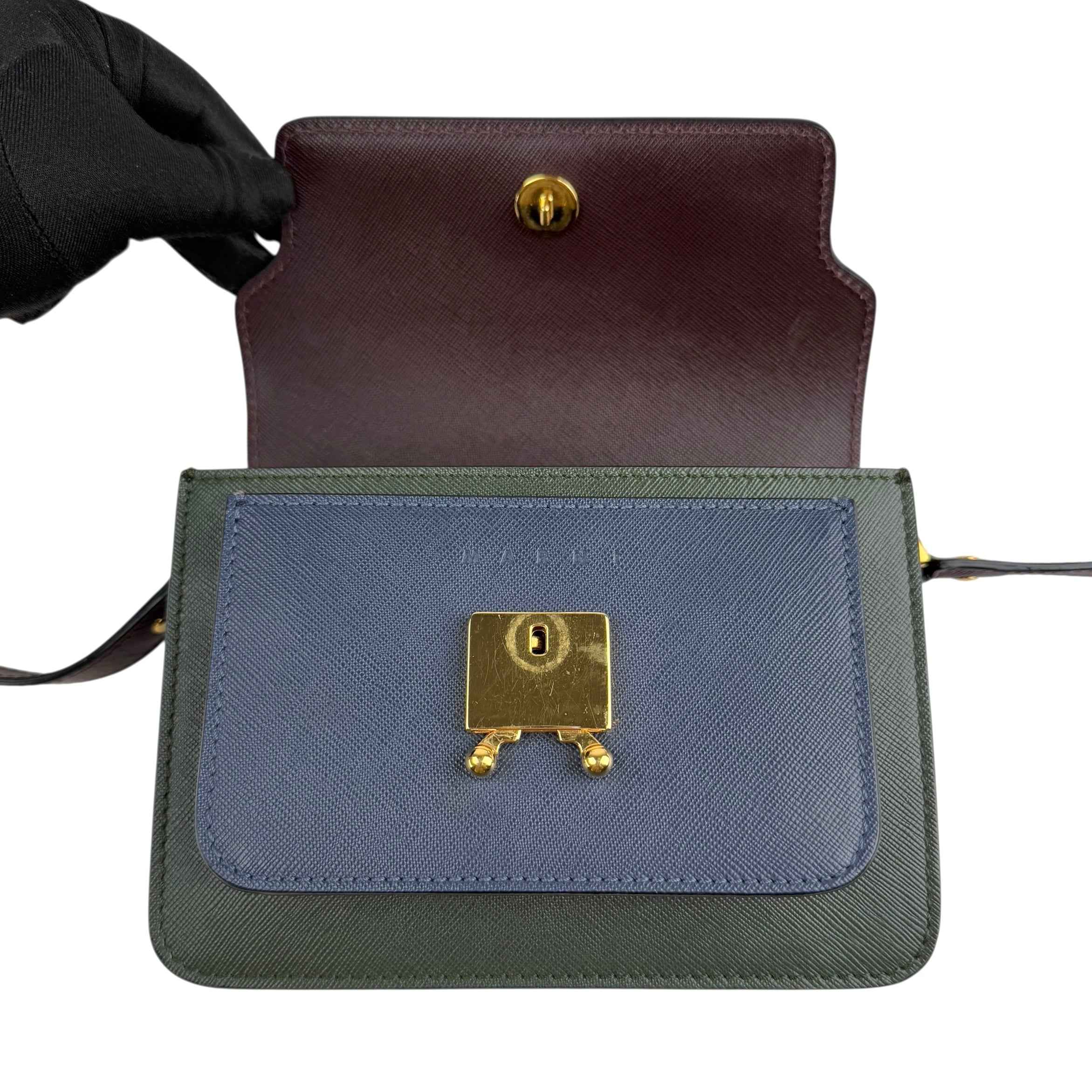 Marni Trunk Color Block Saffiano Leather Shoulder Bag