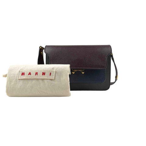 Marni Trunk Color Block Saffiano Leather Shoulder Bag