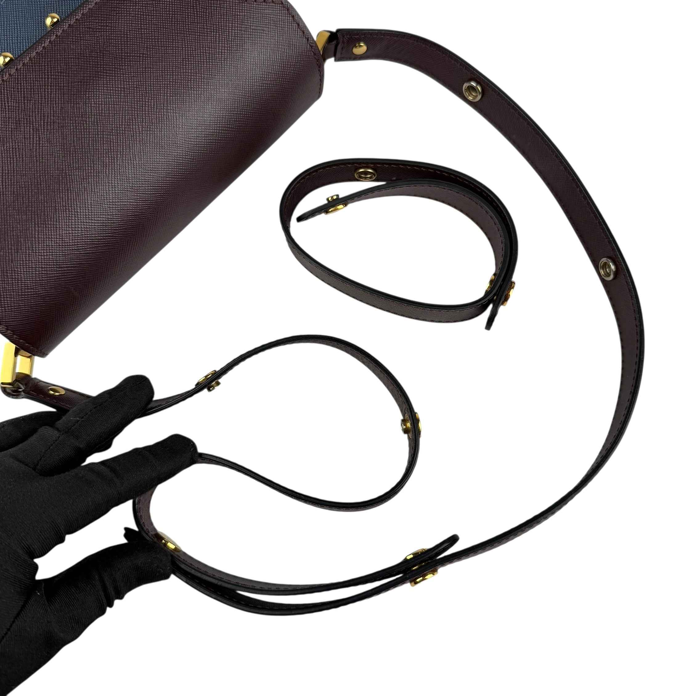 Marni Trunk Color Block Saffiano Leather Shoulder Bag