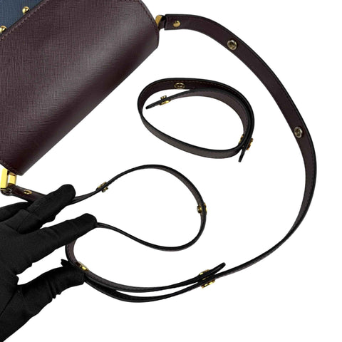 Marni Trunk Color Block Saffiano Leather Shoulder Bag