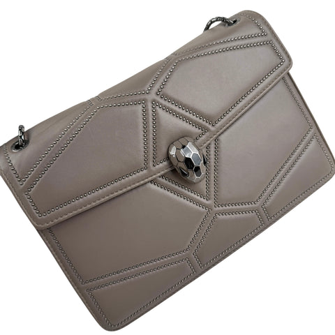 Bulgari Serpenti Forever Moonrock Leather Handbag