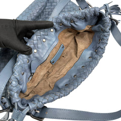 Bottega Veneta Intrecciato Blue Leather Shoulder Bag