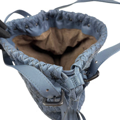 Bottega Veneta Intrecciato Blue Leather Shoulder Bag