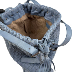 Bottega Veneta Intrecciato Blue Leather Shoulder Bag