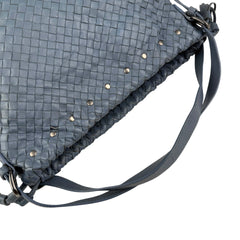 Bottega Veneta Intrecciato Blue Leather Shoulder Bag