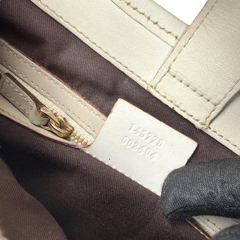 Pre-owned gucci-white-guccissima-jackie-leather-punch-hobo-bag