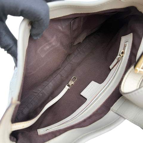 Pre-owned gucci-white-guccissima-jackie-leather-punch-hobo-bag