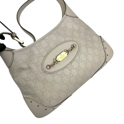 Pre-owned gucci-white-guccissima-jackie-leather-punch-hobo-bag