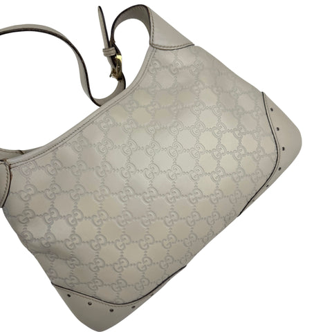 Pre-owned gucci-white-guccissima-jackie-leather-punch-hobo-bag