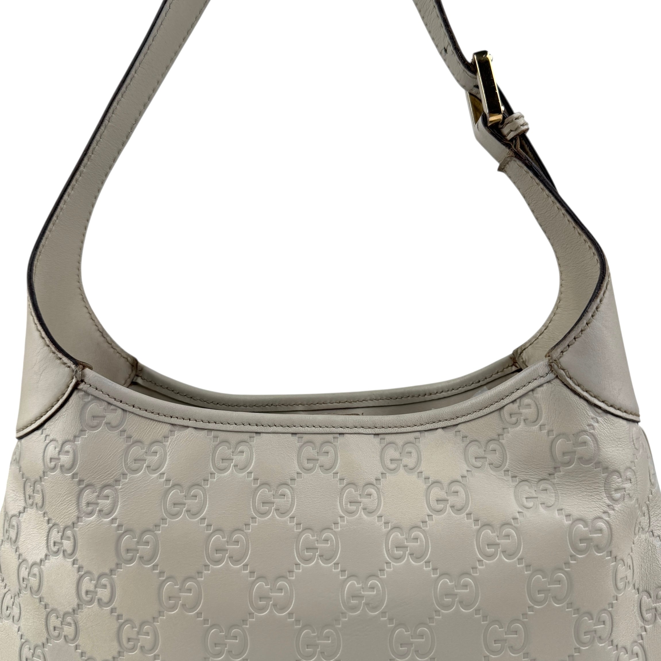 Pre-owned gucci-white-guccissima-jackie-leather-punch-hobo-bag