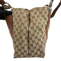 Pre-owned gucci-bamboo-monogram-large-tote-shoulder-bag