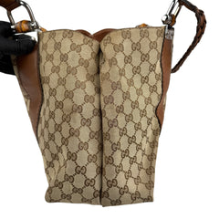 Pre-owned gucci-bamboo-monogram-large-tote-shoulder-bag
