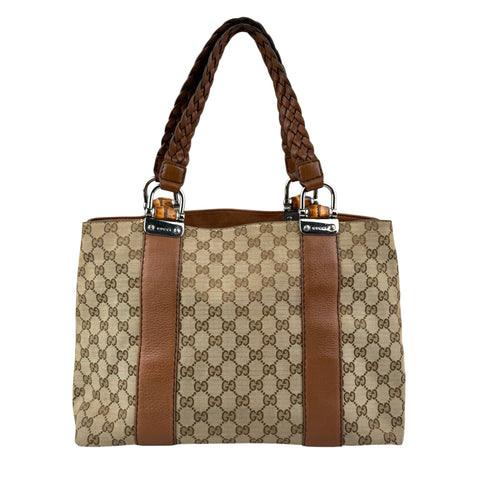 Gucci Bamboo Monogram Large Tote Shoulder Bag