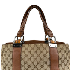 Pre-owned gucci-bamboo-monogram-large-tote-shoulder-bag
