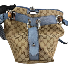 Pre-owned gucci-bamboo-bar-monogram-tote-handbag