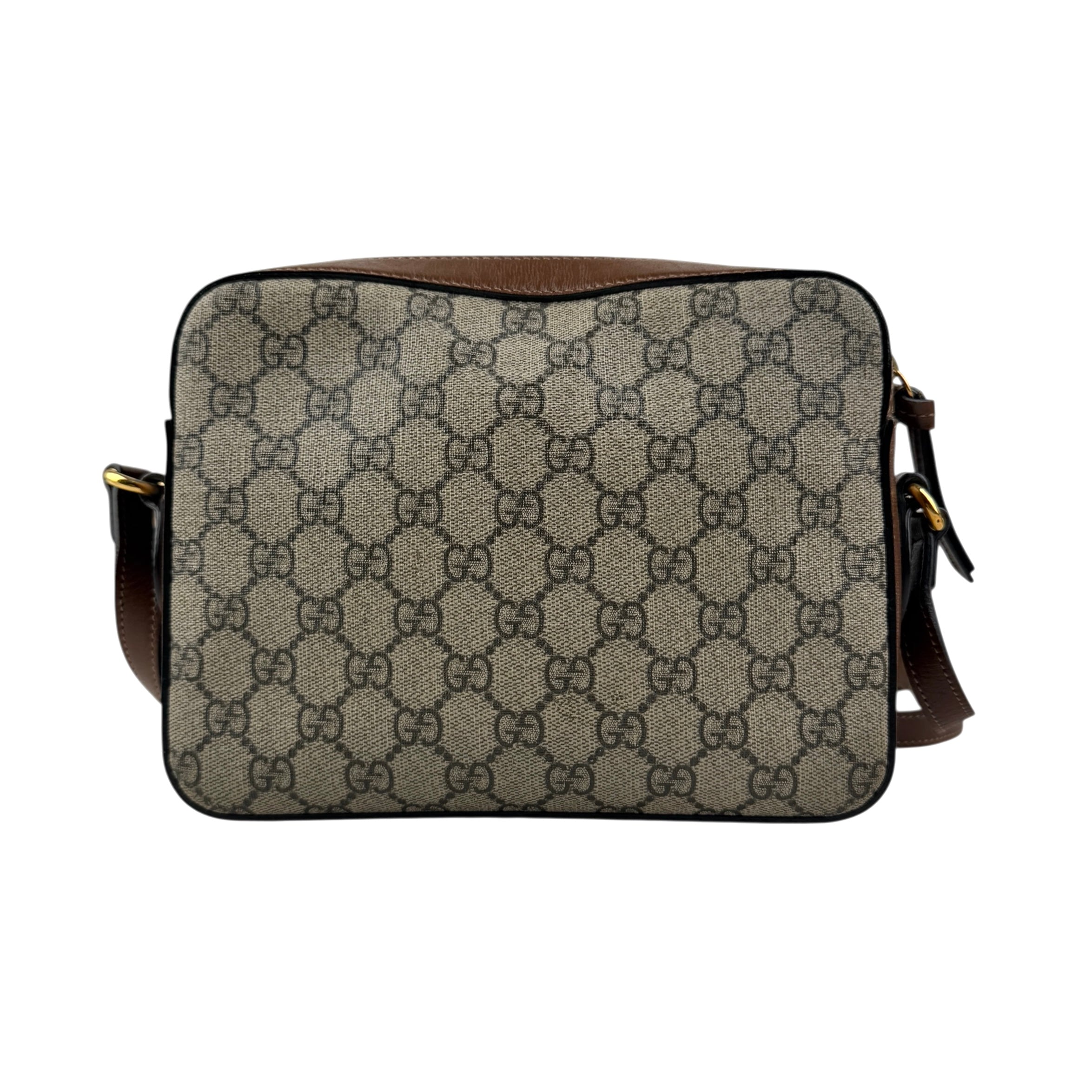 Pre-owned Gucci 1955 Horsebit GG Supreme Shoulder Bag shoulder bag back view