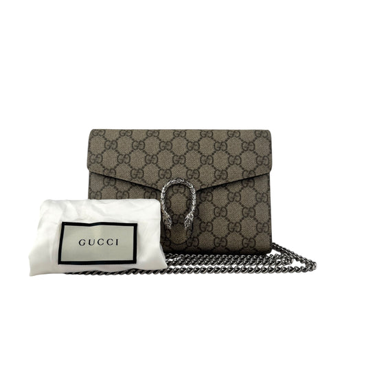 Pre-owned gucci-dionysus-wallet-on-chain-leather back view