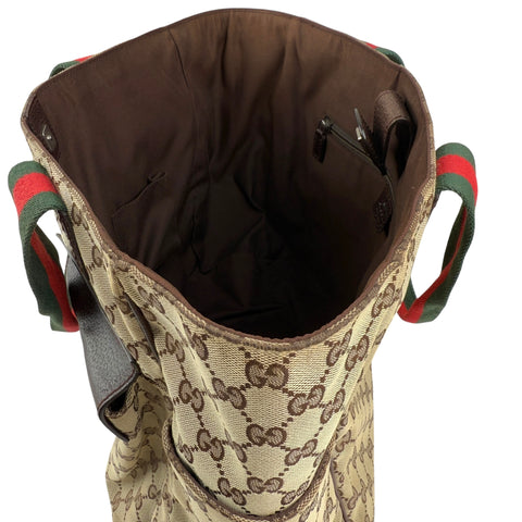 Pre-owned gucci-medium-pocket-tote-gg-canvas-bag-beige-ebony