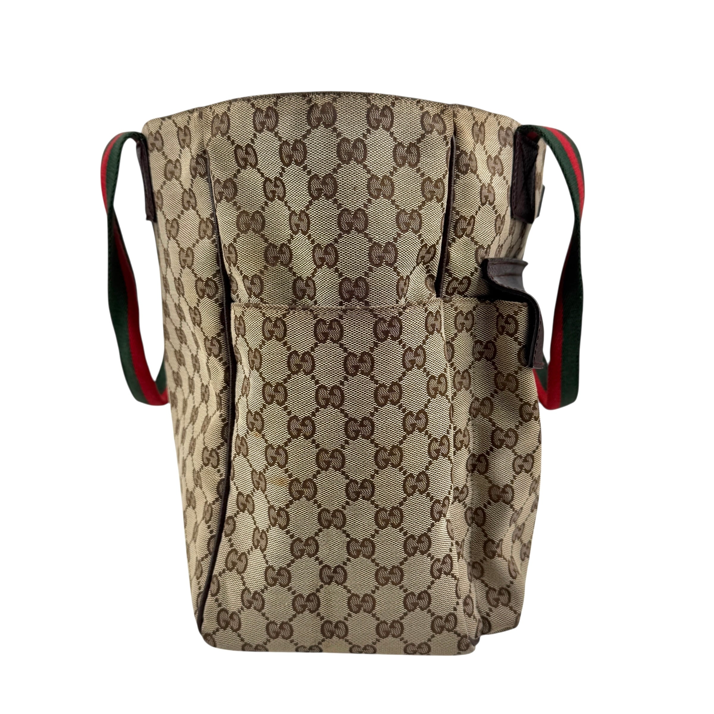 Pre-owned gucci-medium-pocket-tote-gg-canvas-bag-beige-ebony